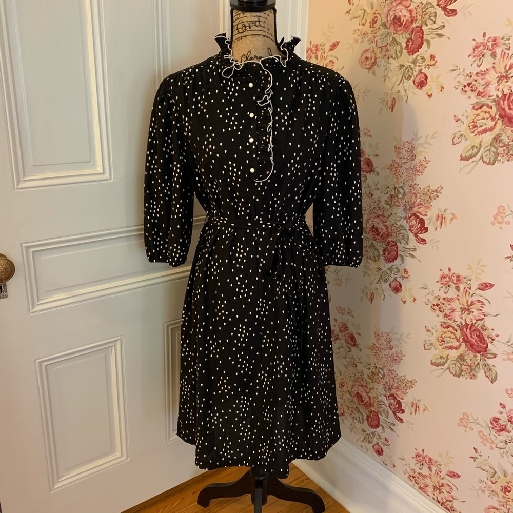 Vintage Black and White Patterned Dress